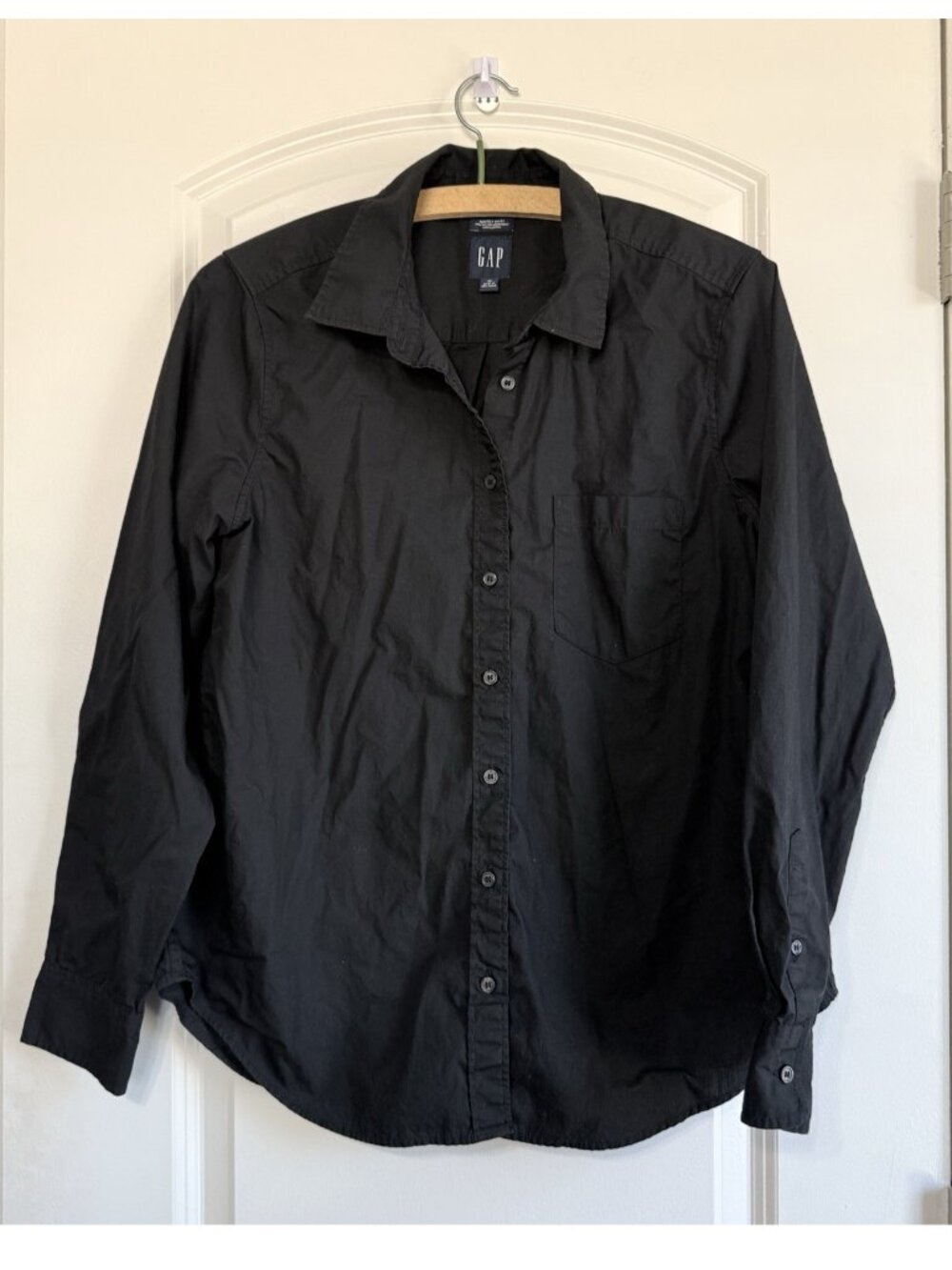 GAP The Classic Shirt Black Button Up Womens Medium Cotton Workwear Medium